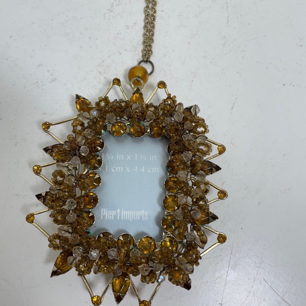 Pier One 1 Jewelled Gold Toned Ornament Picture Frame Vintage